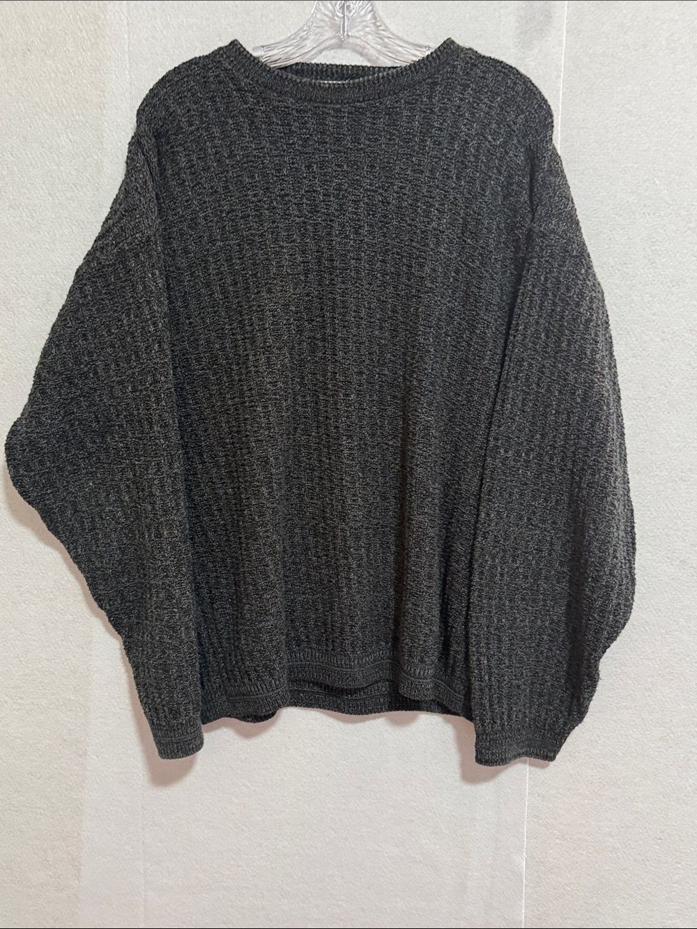 bill blass Vintage Grandpacore Charcoal Waffle-Knit Crewneck Sweater